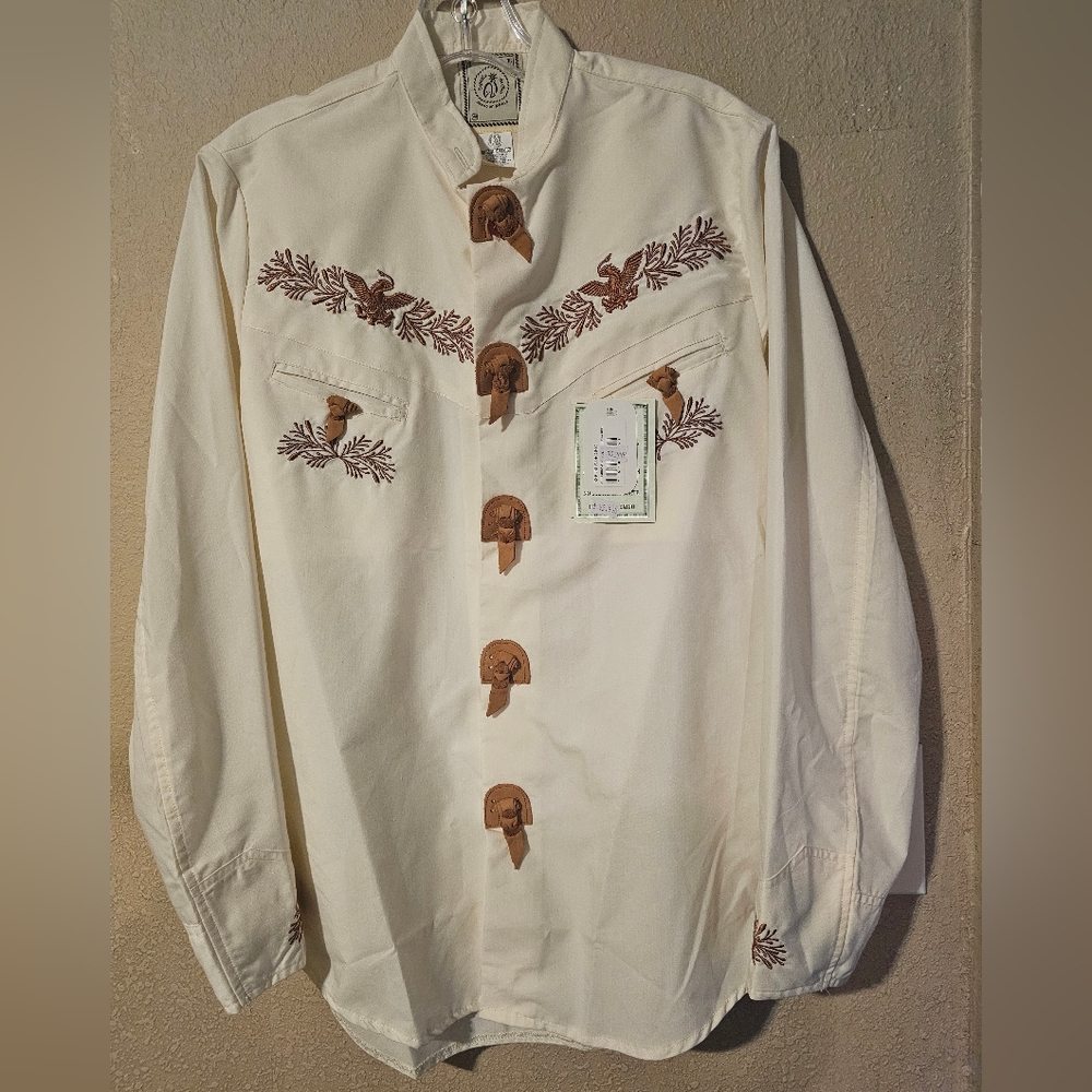 Espuela de oro Long sleeve shirt Mexican Western embroidered designed Men size s